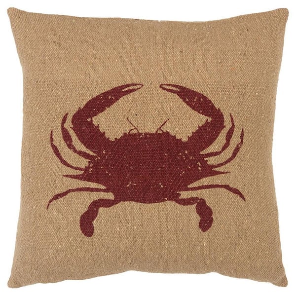 HomeRoots Natural Solid Polyester 20 in. x 20 in. Throw Pillow
