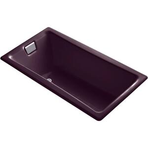 Tea-for-Two 60 in. Rectangular Drop-in Bathtub in Black Plum