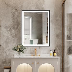 WELLFOR F1 Bathroom Mirror 48-in x 36-in Black Framed Bathroom Vanity Mirror  in the Bathroom Mirrors department at
