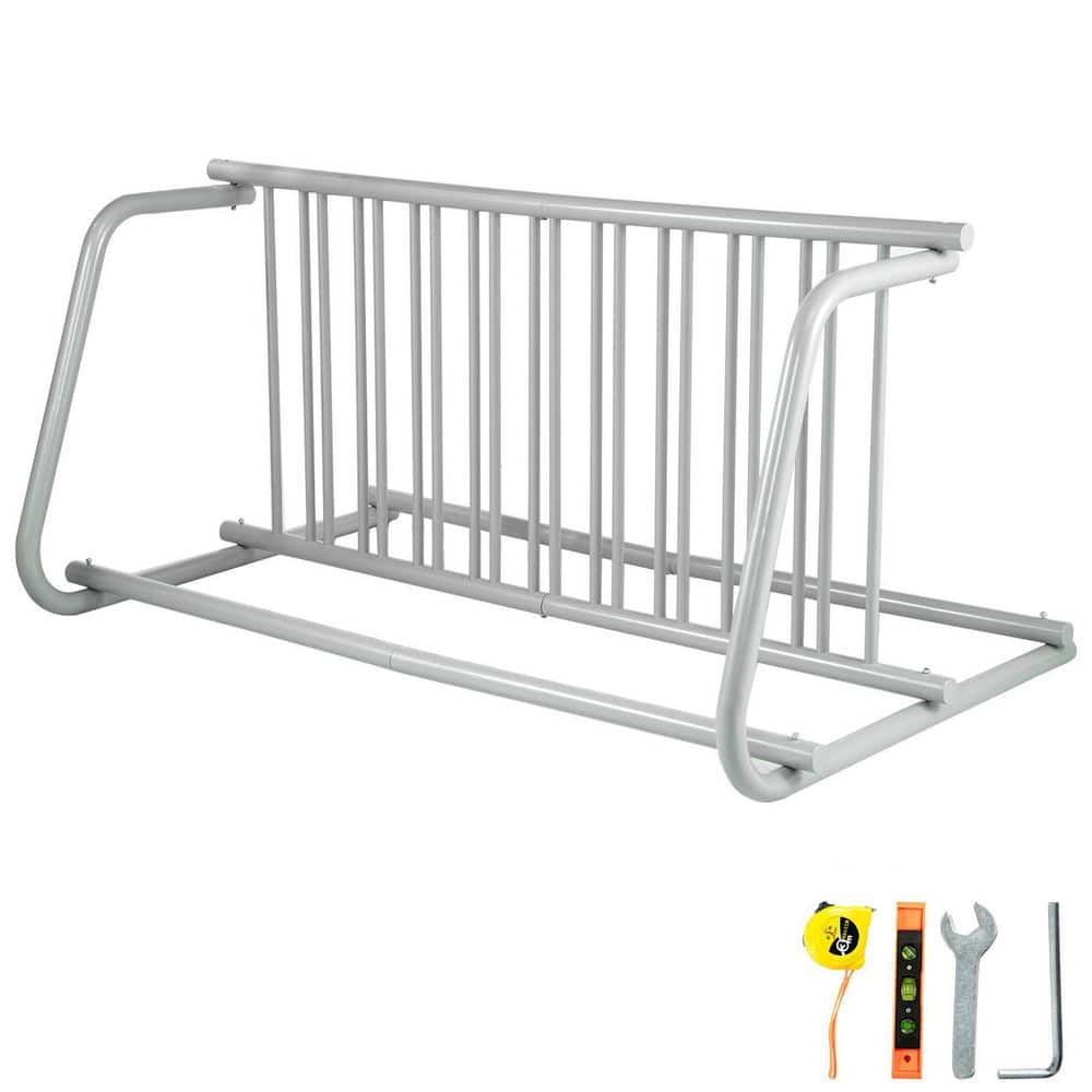 59-Inch Dual-Side All-Steel Gray Bike Rack for 10 Bikes