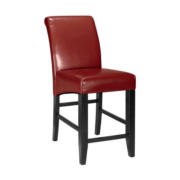 Office Star Parsons 25.25 in. Red Cushioned Counter Stool with Back