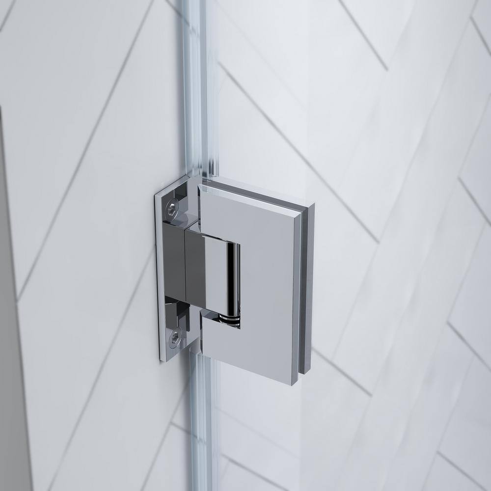 Tampa-Pro 32" x 72" Frameless Chrome Corner Shower Kit with Shelves