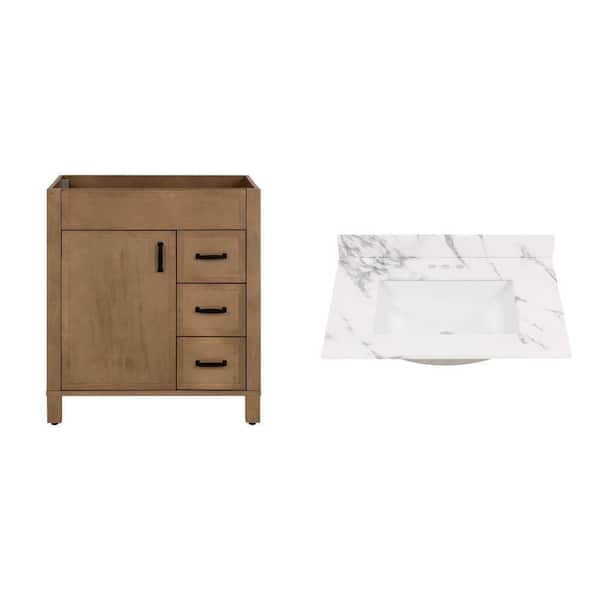 Winsome 30 in. Sand Bath Vanity Cabinet and 31 in. x 22 in. White Rectangular Sink Vanity Top Combo
