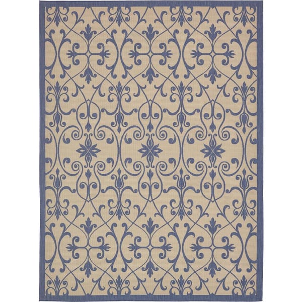 Unique Loom Outdoor Gate Beige 9' 0 x 12' 0 Area Rug