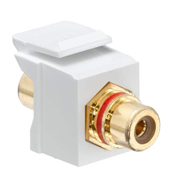 Leviton QuickPort RCA Gold-Plated Connector Red Stripe, White