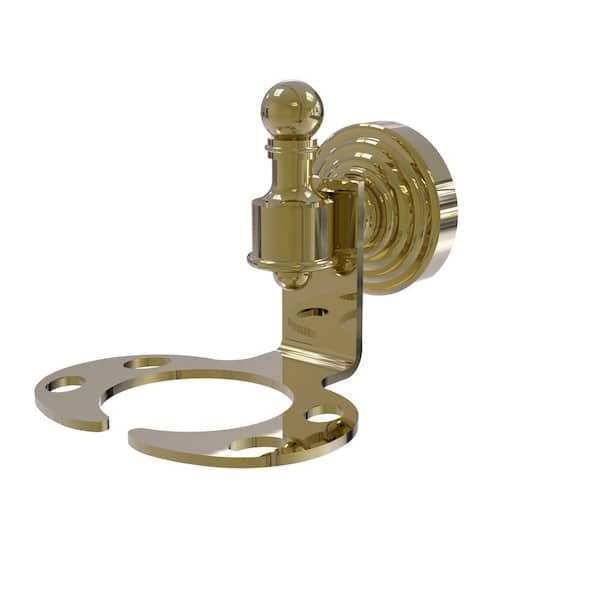 Allied Brass Retro Wave Collection Tumbler and Toothbrush Holder in Unlacquered Brass