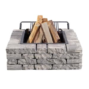 Ladera 40 in. x 15 in. Square Concrete Fire Pit Kit in Greystone