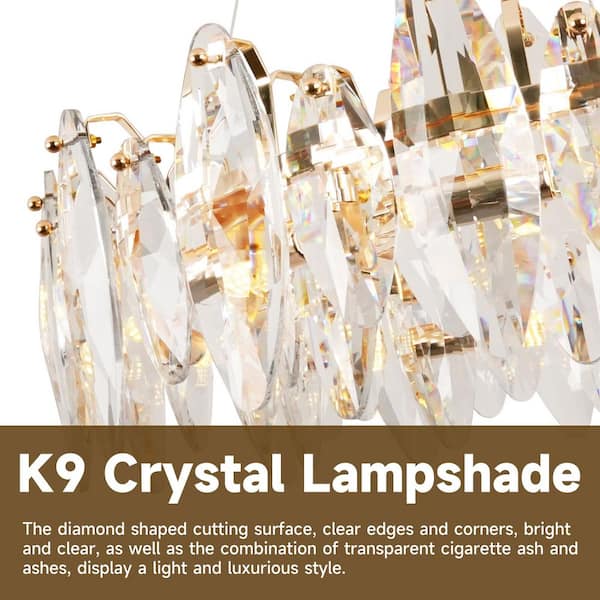 Ltemziiy 23.6 in. 12-Light Transparent Luxury Crystal Raindrop