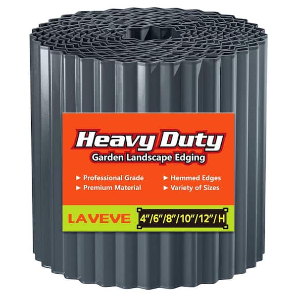 4 in x 10 ft Rust-Resistant Corrugated Metal Garden Edging - Flexible Landscape Border for Lawns,Flower Beds(Dark Grey)