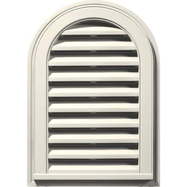 Builders Edge 14 in. x 22 in. Round Top Plastic Built-in Screen Gable Louver Vent #034 Parchment