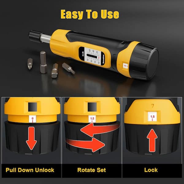 YICHUHAOXI Torque Screwdriver 1/4 in. Shank 20 Bit Black Durable