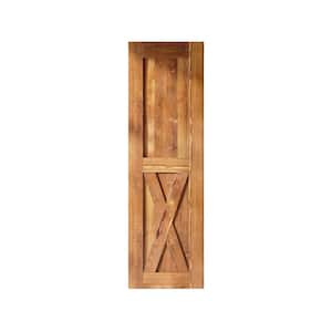 30 in. x 84 in. X-Frame Early American Solid Natural Pine Wood Panel Interior Sliding Barn Door Slab with Frame