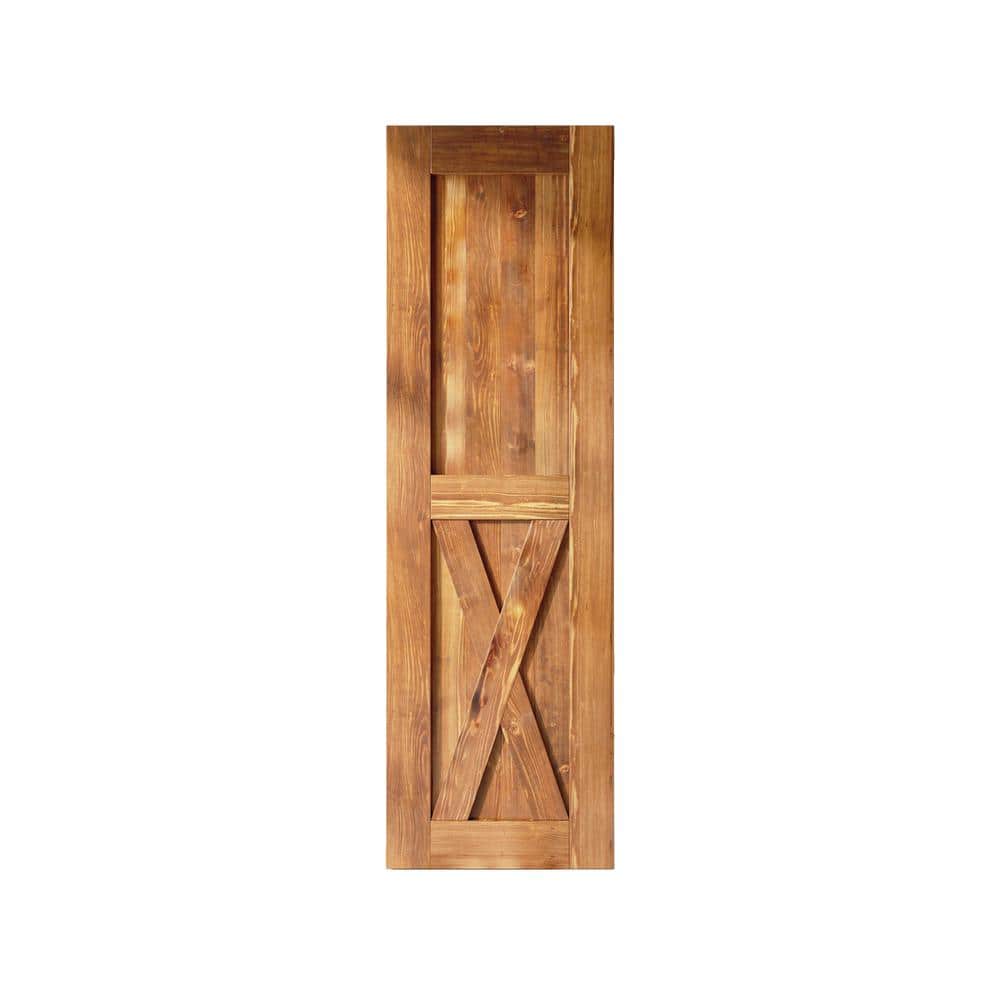 30 in. x 84 in. X-Frame Early American Solid Natural Pine Wood Panel Interior Sliding Barn Door Slab with Frame price history on PriceWatchPro