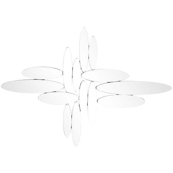 Litton Lane 28 in. x 40 in. Abstract Oval Cluster Frameless Silver Wall Mirror