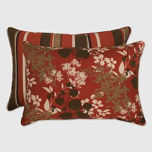 Stripe Brown Rectangular Outdoor Lumbar Throw Pillow 2-Pack