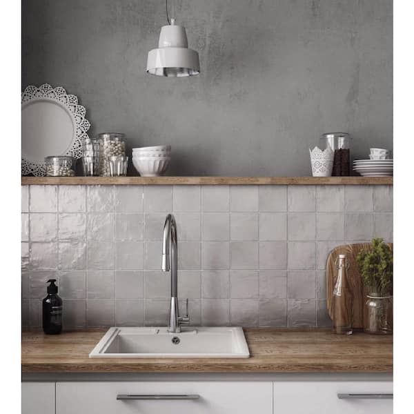 Gray 4 in. x 4 in. Polished and Honed Ceramic Mosaic Tile (50 Cases/269 sq. ft./Pallet)