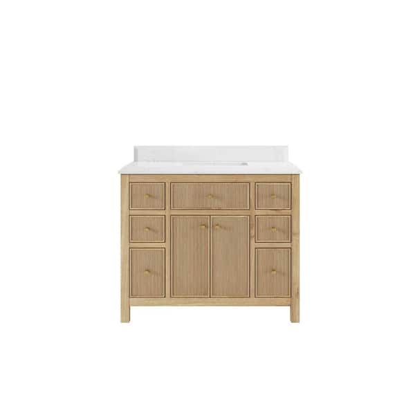 Willow Collections Sonoma Teak 42 in. W x 22 in. D x 36 in. H Single Sink Bath Vanity in Light Teak with 1.5 in. Empira Quartz Top