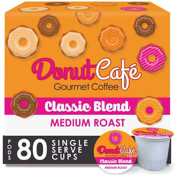 Donut Cafe Coffee Pods for Keurig K-Cup Brewers, Medium Roast, Classic Blend, 80-Count