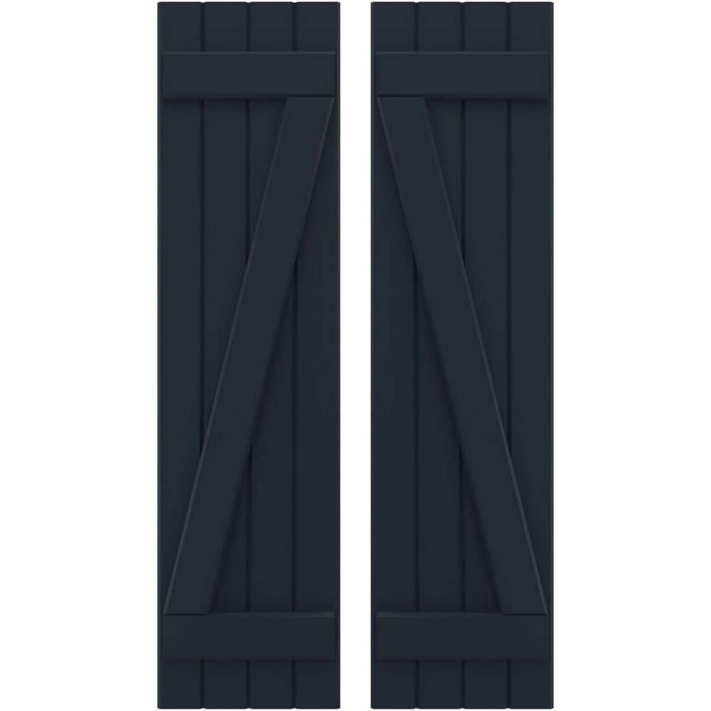 14 in. W x 52 in. H Americraft 4 Board Exterior Real Wood Joined Board and Batten Shutters with Starless Night Blue price history on PriceWatchPro