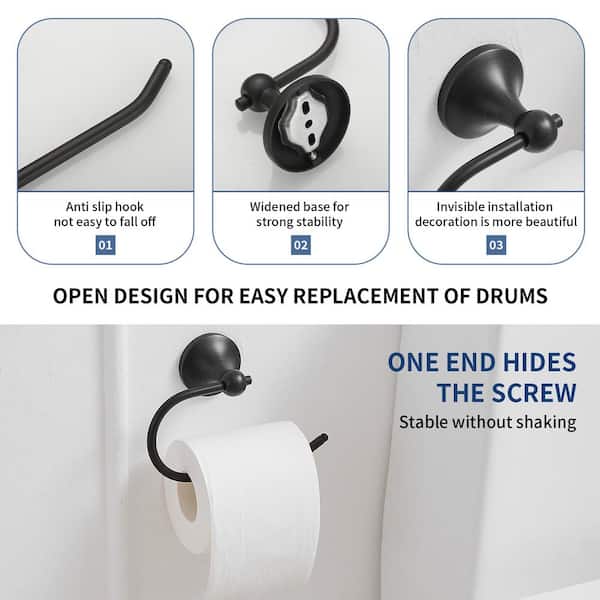 Traditional Single Post Wall Mount Bathroom Hand-Towel Ring Tissue Toilet Paper Holder in Oil Rubbed Bronze (2-Pack)