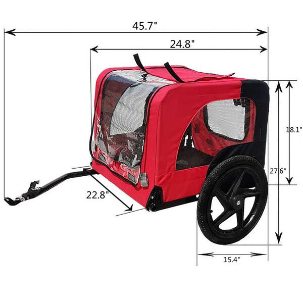 Aosom Elite Pet Dog Bike Trailer and Stroller with Hitch and Leash Hook -  Red / Black