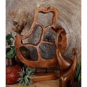 Brown Teak Wood Handmade Abstract Sculpture