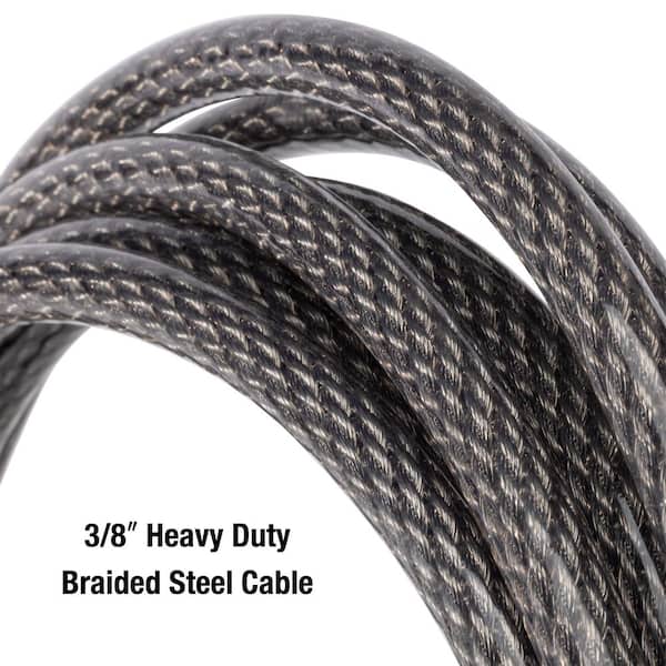 BV 15FT Security Steel Cable with Loops Lock Cable 3/ Braided Steel Flex Cable 