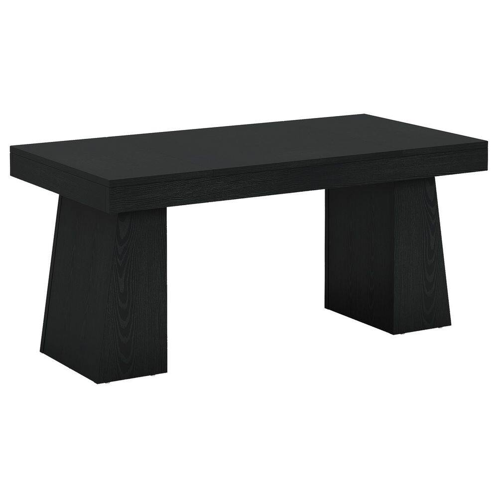 Moronia 55 in. Modern Rectangle Black Wood Executive Desk with Wide Legs, Computer Table Office Desk