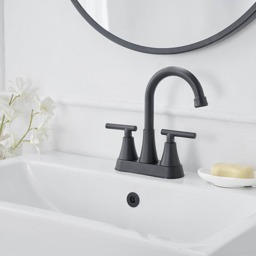 Matte Black Stainless Steel 2-Handle High-Arc Bathroom Faucet