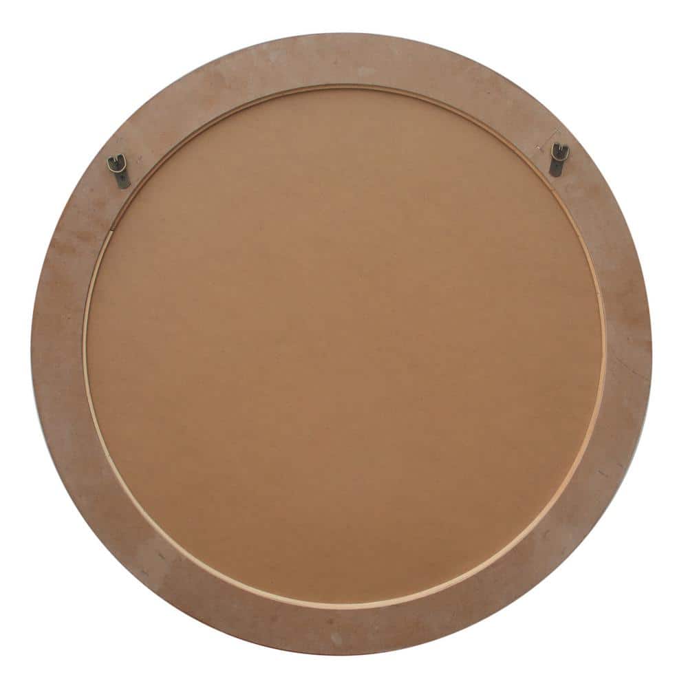 31.5" Round Natural Wood Framed Decorative Mirror