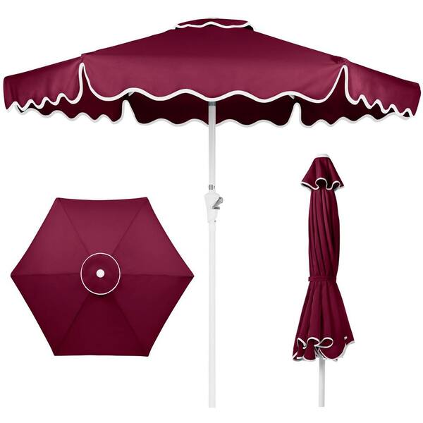 burgundy patio umbrellas Punchau 6 Ft Outdoor Umbrella - Wine Red Market Umbrella Add a touch of resort Burgundy Outdoor Table Parasol Burgundy