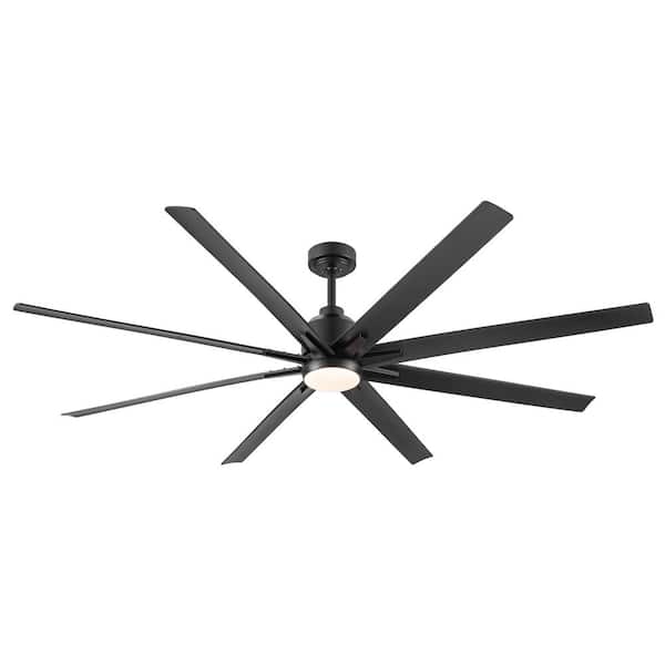 Keazile 72 in. Large LED Indoor Matte Black Ceiling Fan with Dimmable and Reversible DC Motor for Bedroom, Living Room