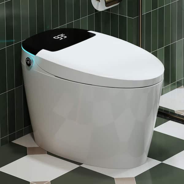 yulika Elongated 1.28 GPF Smart Bidet Toilet with Built-in Foot Sensor and Heated Seat