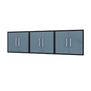 Eiffel Particle Board Wall Mounted Garage Cabinet in Black and Aqua (28.35 in. W x 25.59 in. H x 14.96 in. D) (Set of 3)