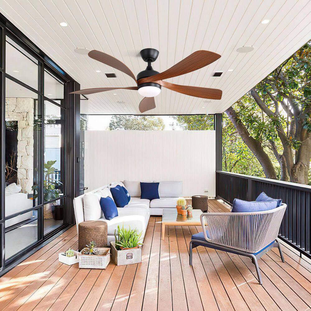 52 in. Smart Indoor Black Downrod Mount Standard Ceiling Fan with Dimmable LED, Memory Function and Remote Control price history on PriceWatchPro