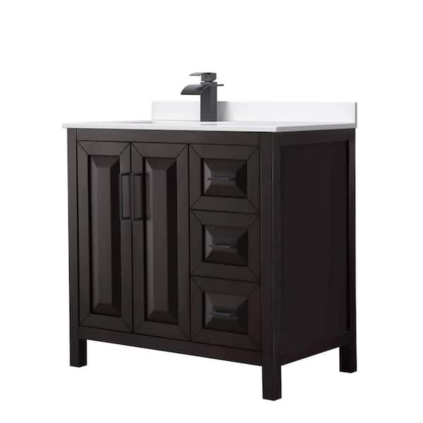 Wyndham Collection Daria 36 in. W x 22 in. D x 35.75 in. H Single Bath Vanity in Dark Espresso with White Cultured Marble Top