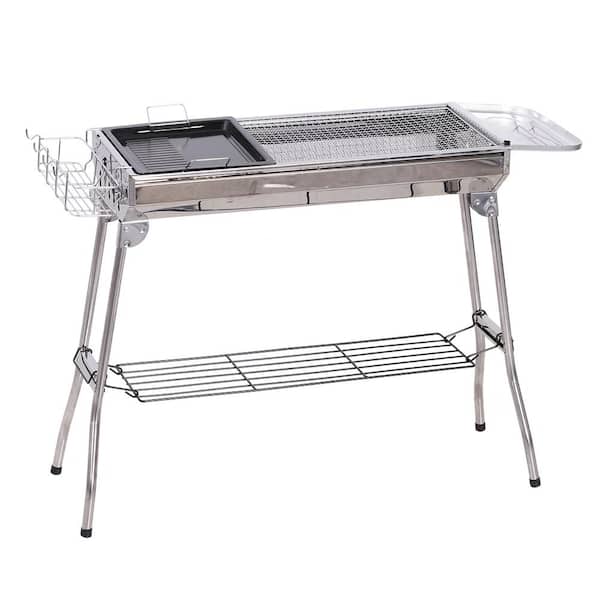 Mini Outdoor Folding BBQ Barbecue Grill Stainless Steel Kitchen Accessories Set 