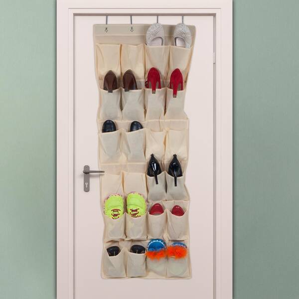 HOUSEHOLD ESSENTIALS 26.5 in. H 10-Pair White Canvas Hanging Shoe Organizer  311344 - The Home Depot