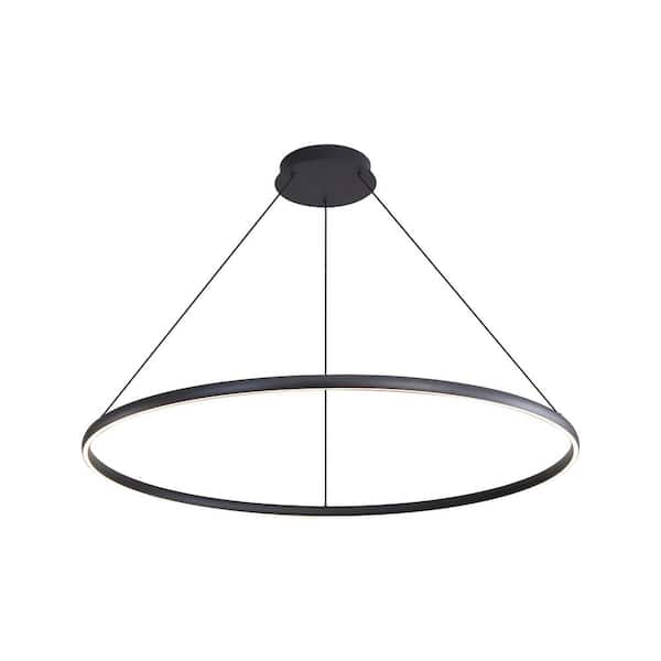 Golden Lighting - Veritas 1 light dimmable integrated LED Sand Black Chandelier for Bedroom, Dining, Foyer, Hall, Kitchen, Living