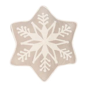 Tan Snowflake Shaped Winter Christmas Throw Pillow