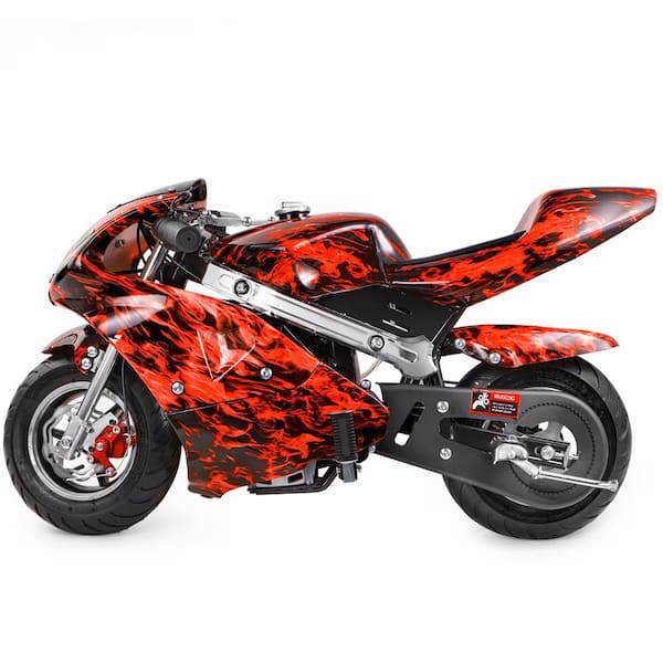 XtremepowerUS Mini Red Flame Pocket Bike Kids Adult Gas Motorcycle