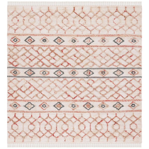 Natural Fiber 6 ft. x 6 ft. Square Natural/Ivory Geometric Woven Area Rug