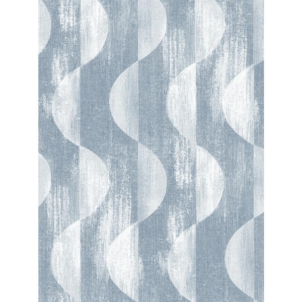 STACY GARCIA HOME Blue Half Circles Vinyl Peel and Stick Wallpaper Roll (30.75 sq. ft.)