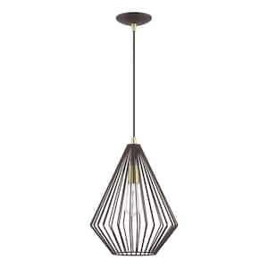 Linz 1-Light Bronze Island Pendant with Antique Brass Accents