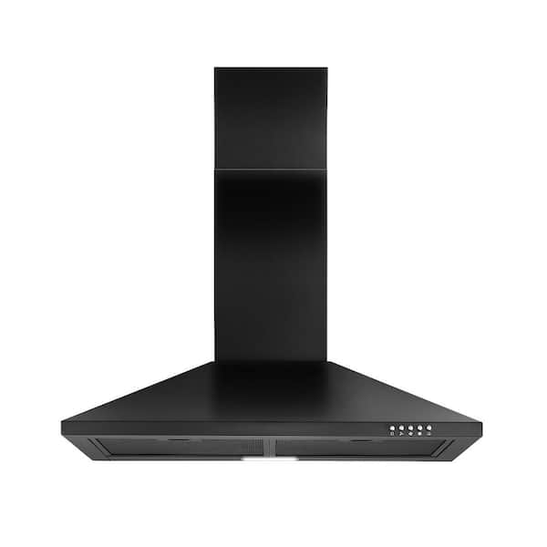 30 in. 450 CFM Ducted Stainless Steel Insert Range Hood with LED Lights and Removable Aluminum Filters, Black