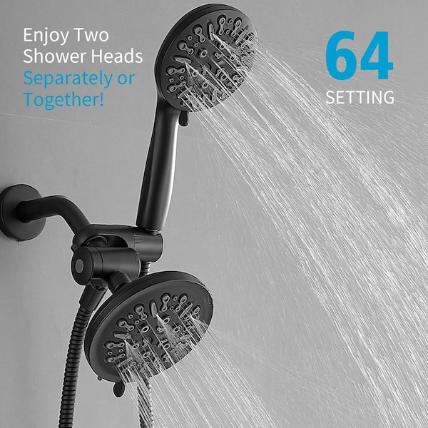 No Handle 9-Spray Wall Mount Handheld Shower Head Shower Faucet 1.8 GPM with Adjustable Heads in. Matte Black