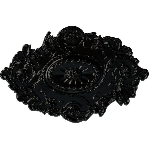30-1/2 in. W x 20 in. H x 1-1/2 in. Strasbourg Urethane Ceiling Medallion, Black Pearl
