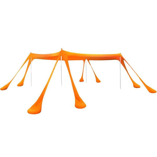10x10ft Beach Tent Pop-Up Shade with Sandbags, Shovel, Poles, Pegs and Carry Bag