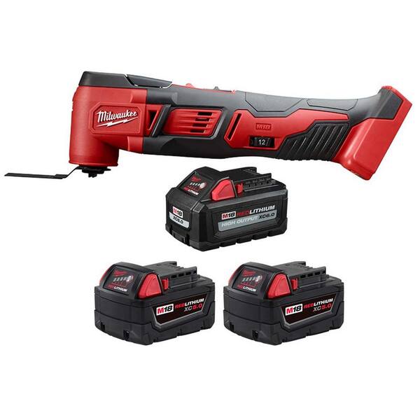 Milwaukee M18 18V Lithium-Ion Cordless Oscillating Multi-Tool with M18 (1) High Output 6.0Ah Battery & (2) 5.0Ah Battery