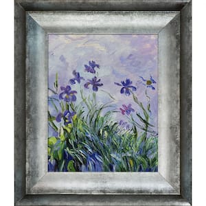 Lilac Irises, 1914-1917 by Claude Monet Athenian Distressed Silver Framed Nature Oil Painting Art Print 13 in. x 15 in.